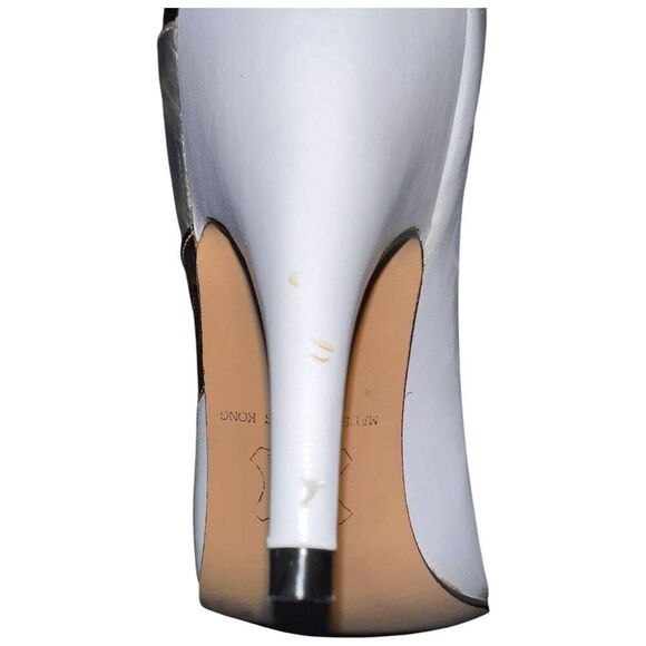 Jasmins Magic White and Gold Combo Pointed Toe Fine Leather Pumps Womens Sz 10B - Picture 9 of 14